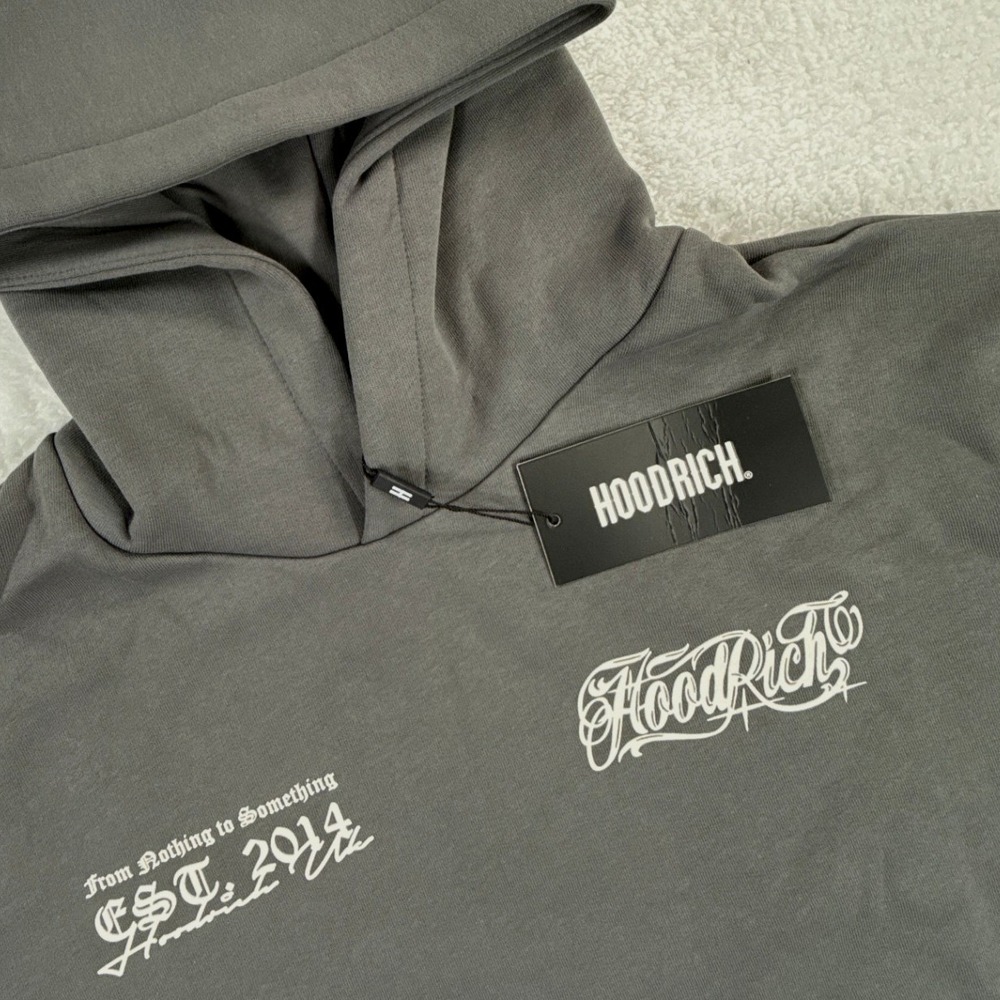 Hoodrich Hoodie Mens M Gray Graphic British Streetwear Pullover HR250057 NWT